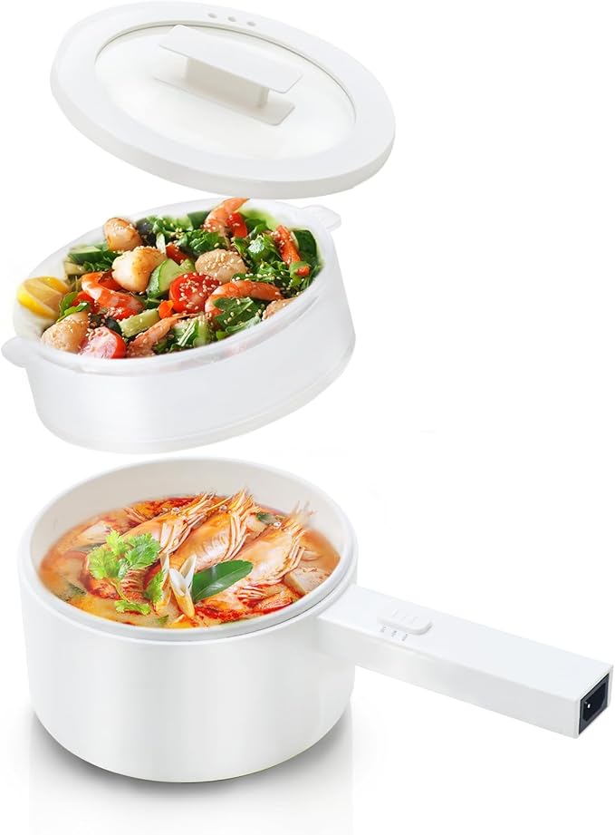 20cm Portable Electric Hot Pot & Steamer – 2-in-1 Compact Cooker