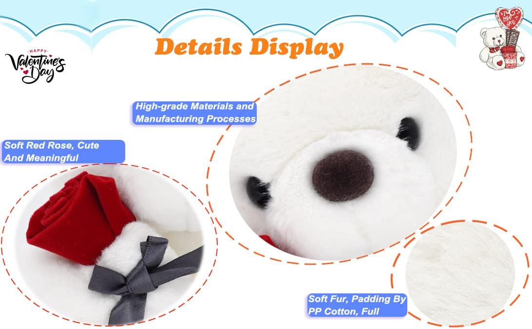 Adorable Rose Bear Plush Toy - Perfect Valentine's Day & Birthday Gift for Her, Soft PVC Material