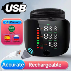 Smart Wrist Blood Pressure Monitor LED Display and Voice Alerts