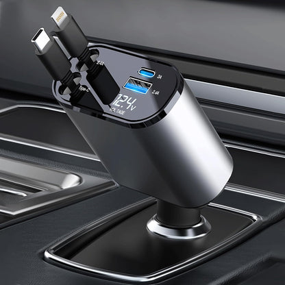 5-in-1 Retractable Car Charger – Fast Charging for Type-C & iOS
