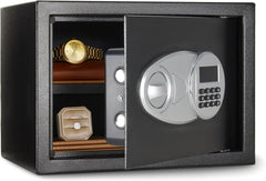 Basics Steel Security Safe with Digital Keypad - Secure Money, Cash, Jewelry, ID Documents, 14 Litres, 35 cm W x 35 cm D x 25 cm H, Black