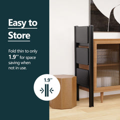 Step Ladder Folding Step Stool, Heavy Duty 330 Lbs Load Stepladder, Small Kitchen/Closet Ladder for Adults/Kids, Lightweight Step Ladder with Anti-Slip Wide Pedal for Home, Black (3 Step)