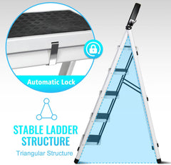 Foldable Ladder 6 Steps, Home Stepladders Folding Step Stool with Wide Anti-Slip Pedal, Adults Folding Sturdy Steel Ladder for Home,Kitchen, Garden, Office