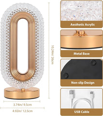 Elegant Oval Crystal Table Lamp