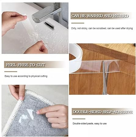 Torix 3M Magic Adhesive Tape Washable Waterproof Double Sided Mounting Transparent Acrylic