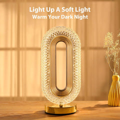 Elegant Oval Crystal Table Lamp