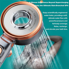 SGS Filtered High Pressure Shower Head | Removes Chlorine, For Hard Water & Hair Loss | 3 Modes with Adj. Flow Pause | Double Sided Micro-Nano Bubble Tech, (Starter Kit - Rose
