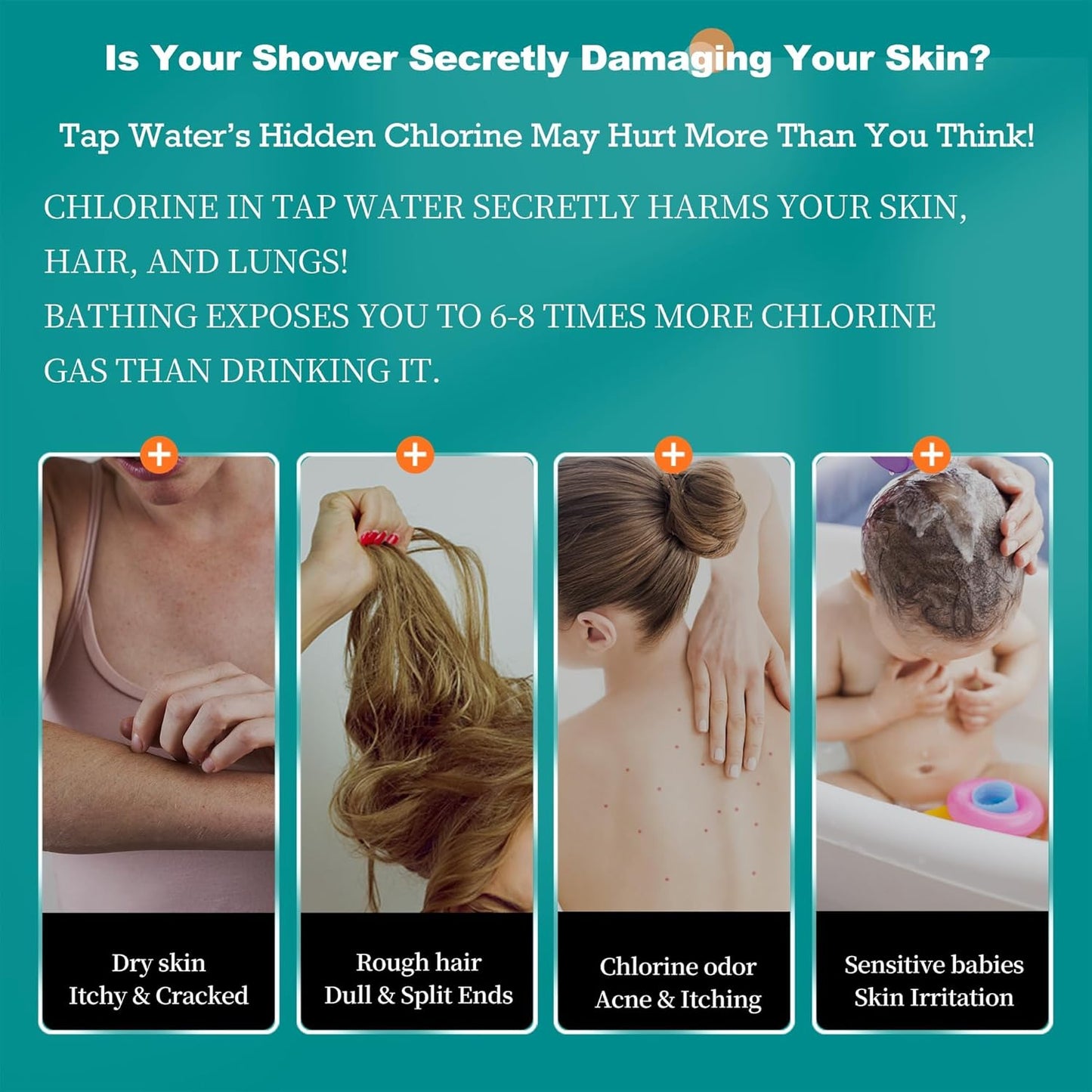 SGS Filtered High Pressure Shower Head | Removes Chlorine, For Hard Water & Hair Loss | 3 Modes with Adj. Flow Pause | Double Sided Micro-Nano Bubble Tech, (Starter Kit - Rose