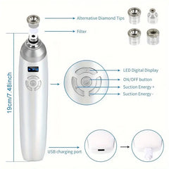 Upgraded Blackhead Remover – Pore Vacuum Cleaner with Adjustable Suction & 5 Probes